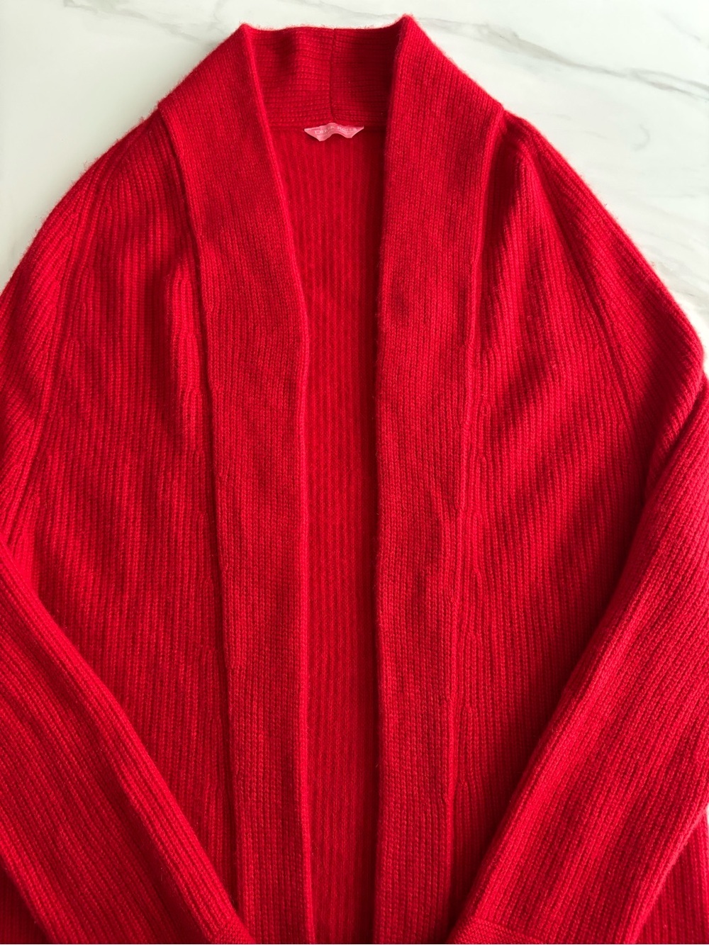 Derek Rose Red Open-Front Cardigan Sz S Cashmere